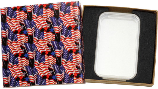 SilverTowne Natural Kraft Paper Gift Box w/American Flag Pattern Sleeve & Cap - Product Packaging